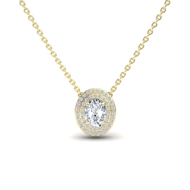 Lab Grown White Diamond Double Halo Necklace - Abril