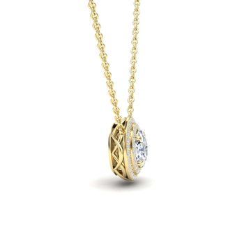 Lab Grown White Diamond Double Halo Necklace - Abril
