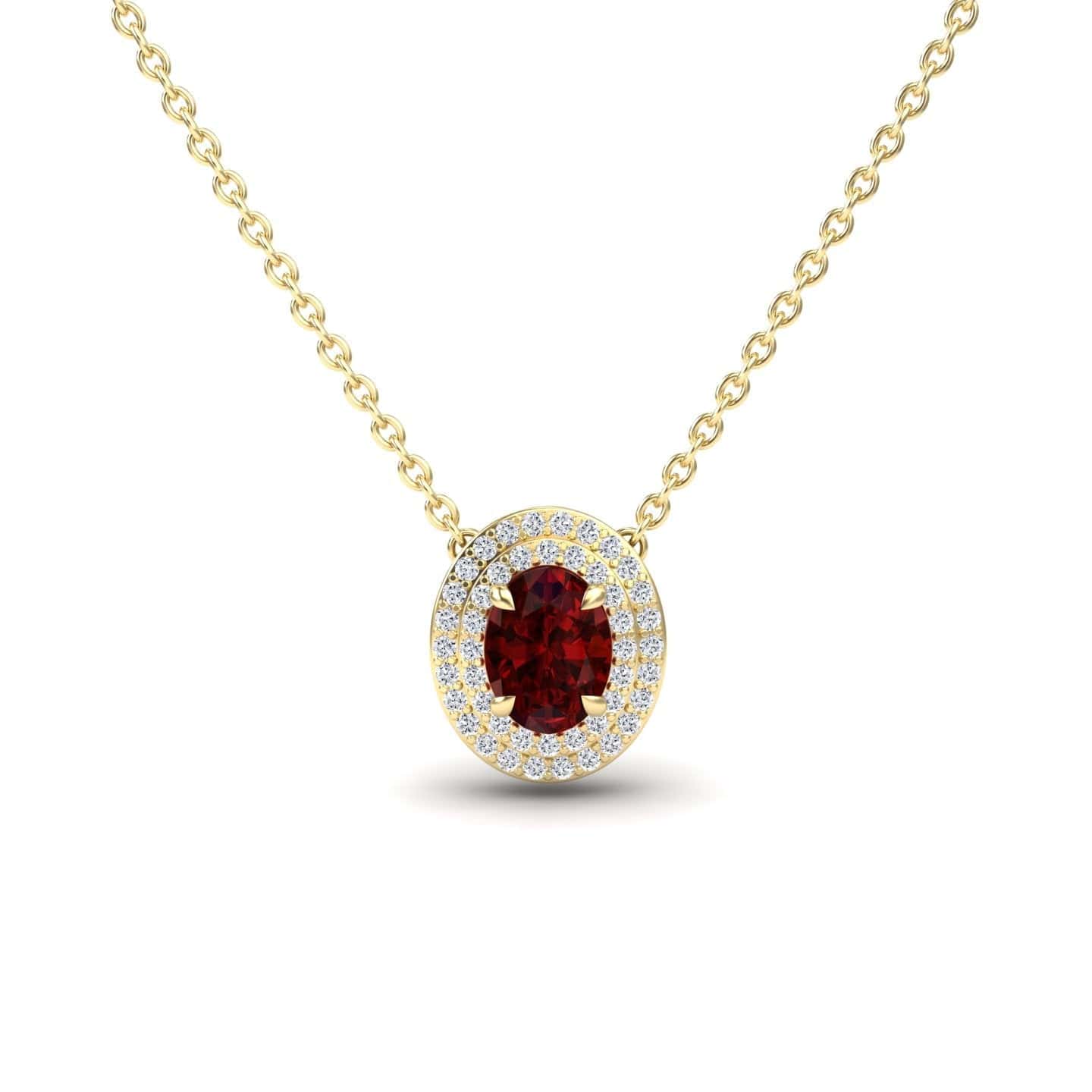 Lab Grown Ruby & Diamond Double Halo Necklace - Abril