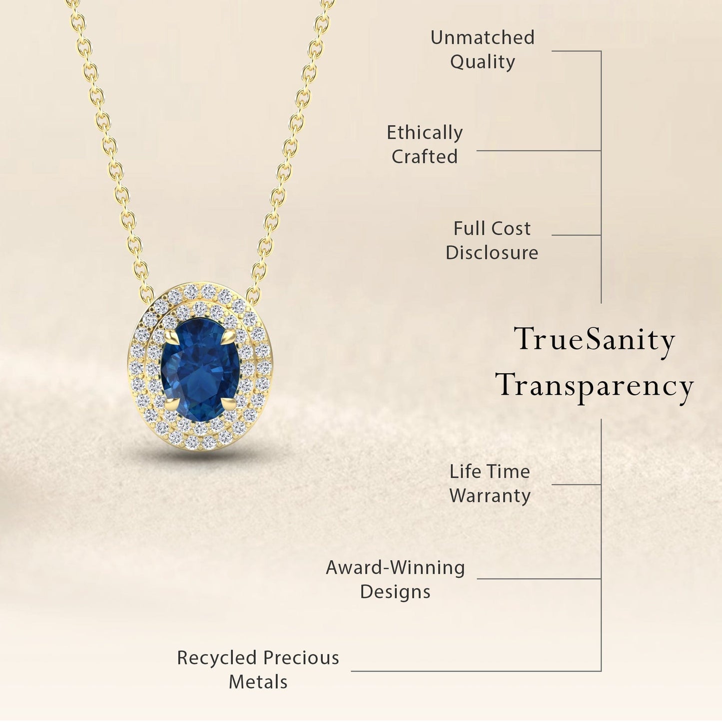 London Blue Topaz & Diamond Double Halo Necklace - Abril