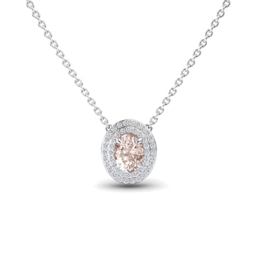 Morganite & Diamond Double Halo Necklace - Abril