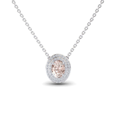 Morganite & Diamond Double Halo Necklace