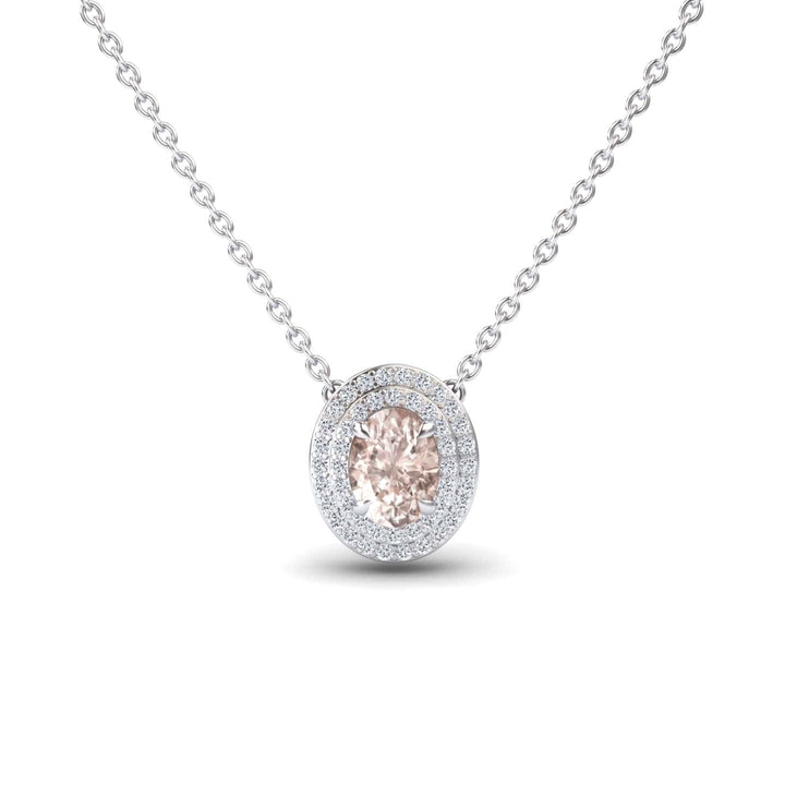 Morganite & Diamond Double Halo Necklace - Abril