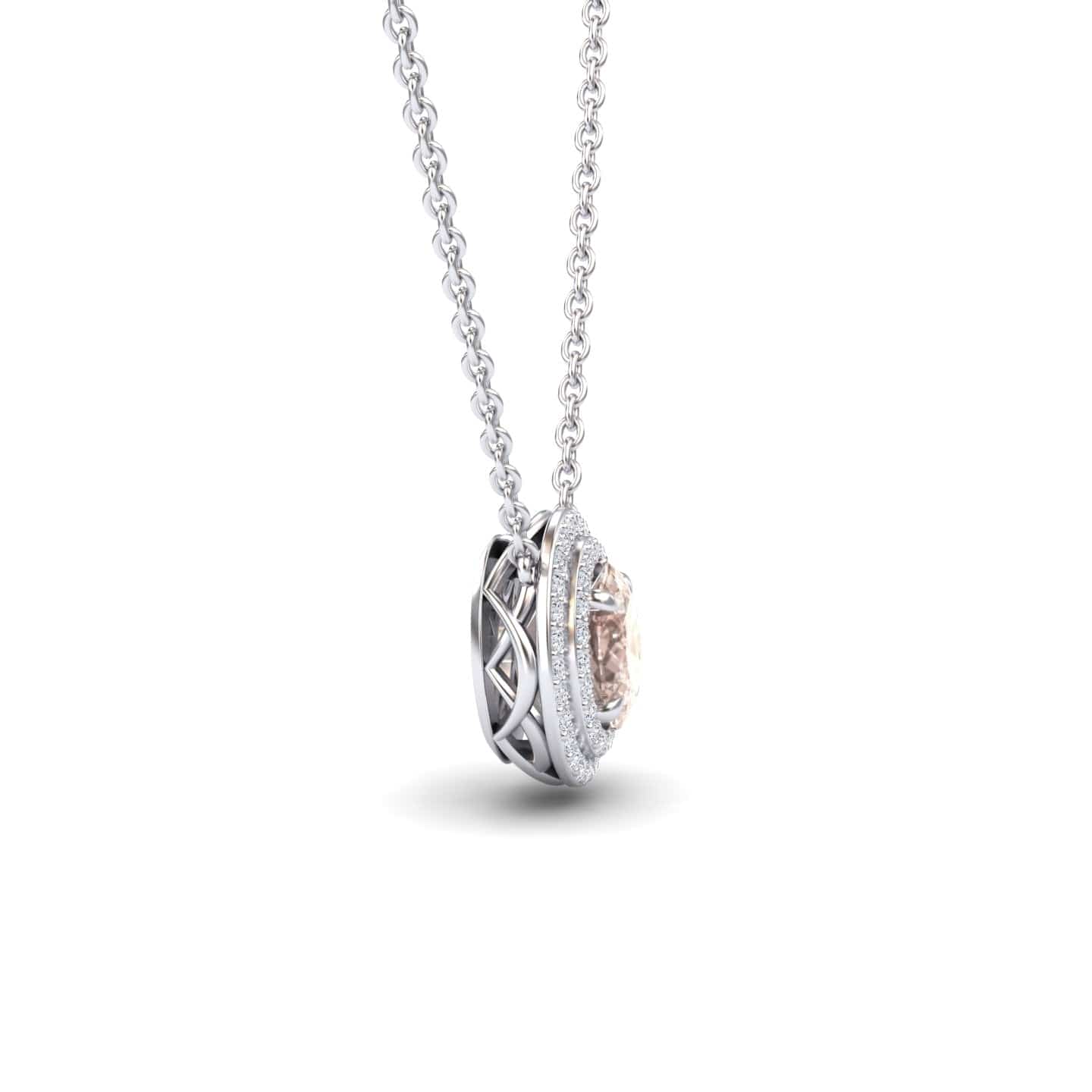 Morganite & Diamond Double Halo Necklace - Abril