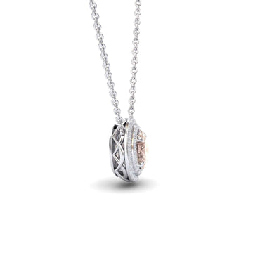 Morganite & Diamond Double Halo Necklace - Abril