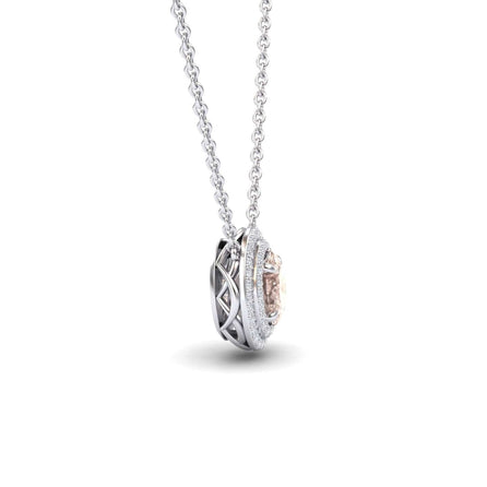 Morganite & Diamond Double Halo Necklace - Abril