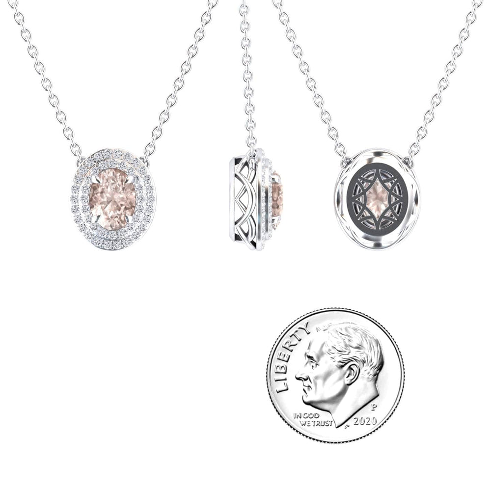 Morganite & Diamond Double Halo Necklace - Abril