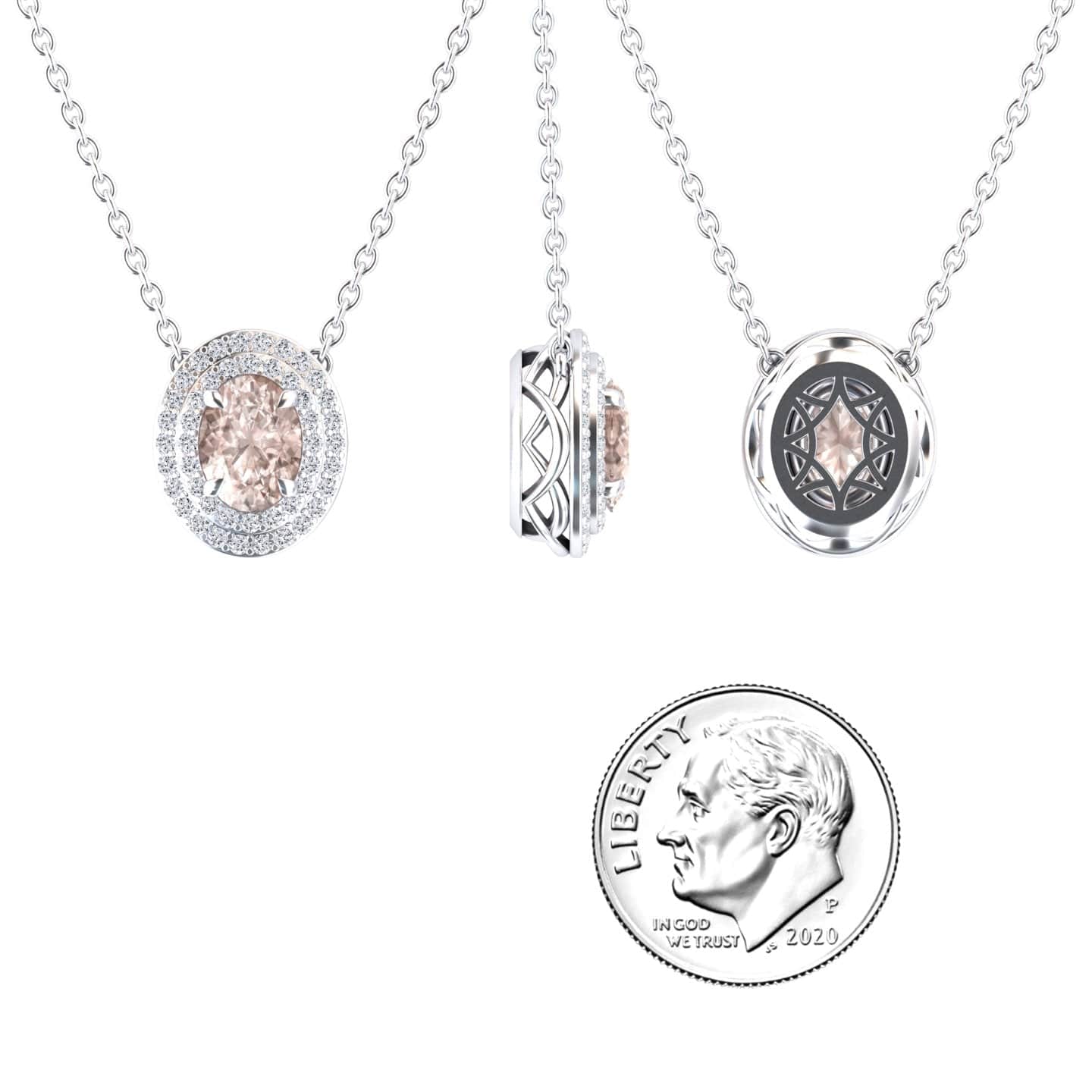 Morganite & Diamond Double Halo Necklace - Abril