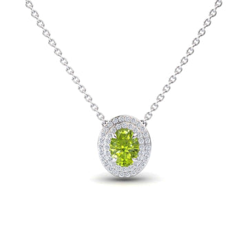 Peridot & Diamond Double Halo Necklace - Abril