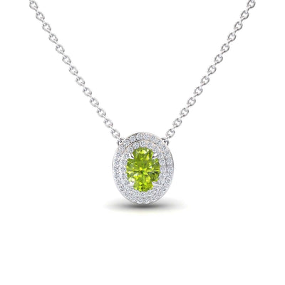 Peridot & Diamond Double Halo Necklace