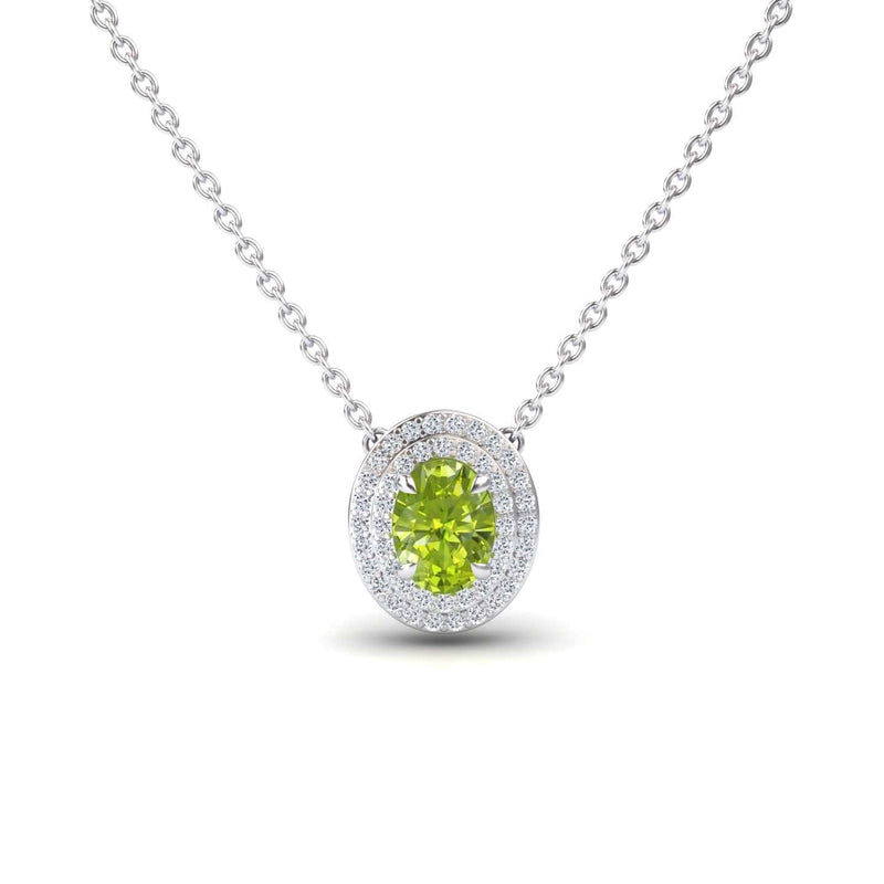 Peridot & Diamond Double Halo Necklace - Abril