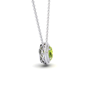 Peridot & Diamond Double Halo Necklace - Abril