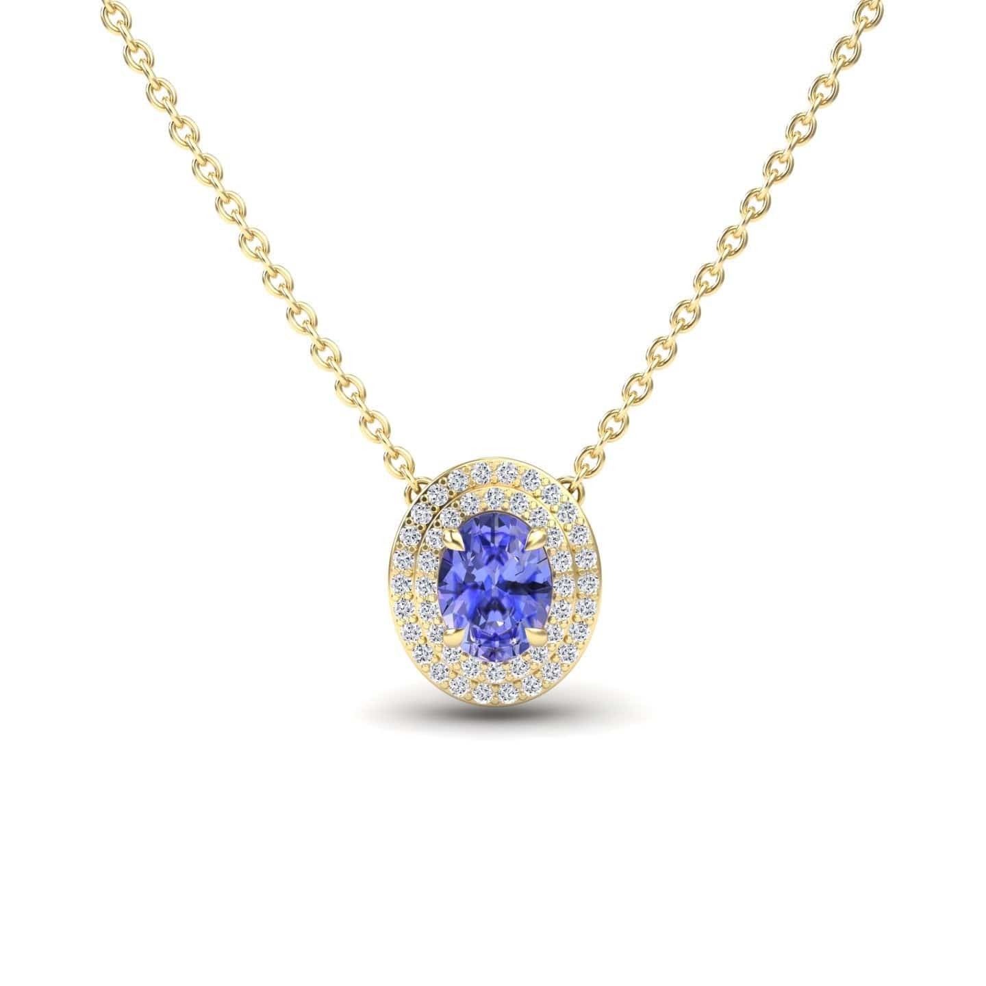 Tanzanite & Diamond Double Halo Necklace - Abril