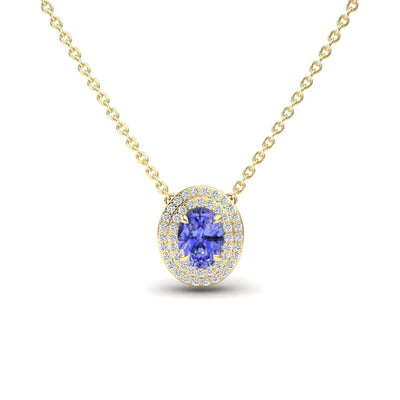 Tanzanite & Diamond Double Halo Necklace
