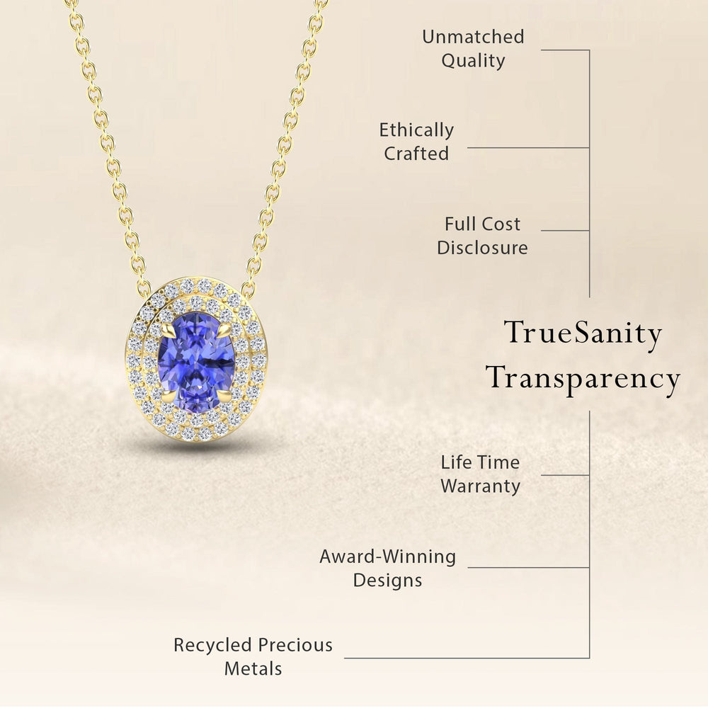 Tanzanite & Diamond Double Halo Necklace - Abril