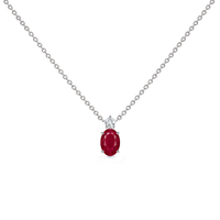 Ruby Diamond Oval Solitaire Necklace, 0.69 ct, 14K White Gold, front view