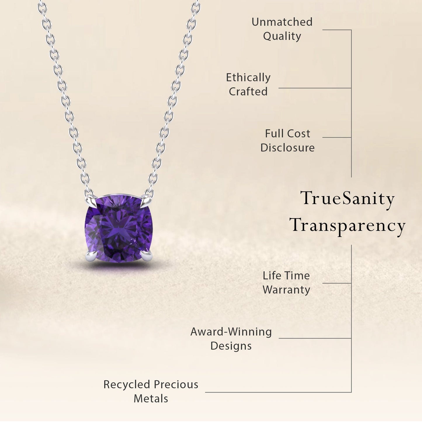 Amethyst Solitaire Necklace - Breanna