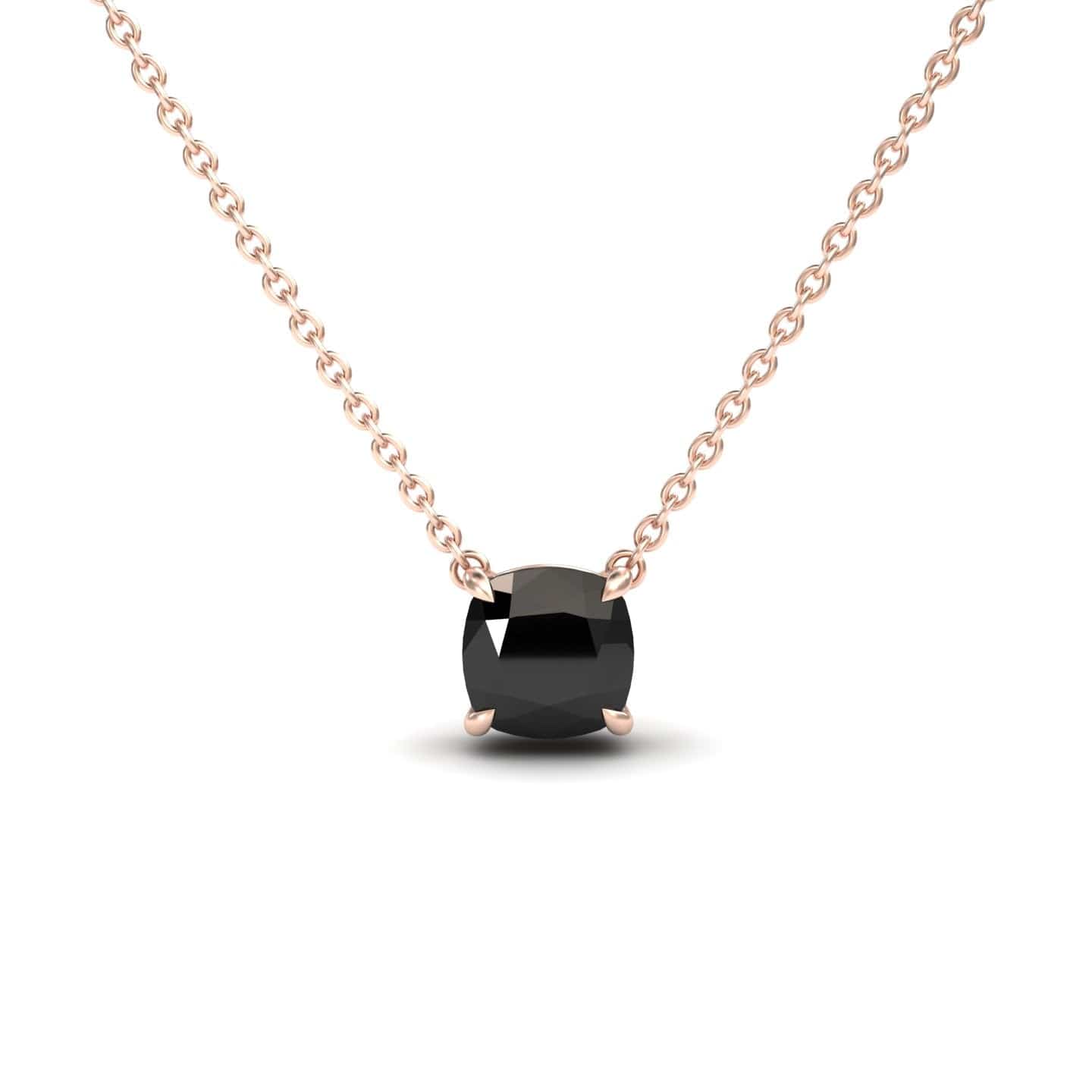 Black Diamond Solitaire Necklace - Breanna