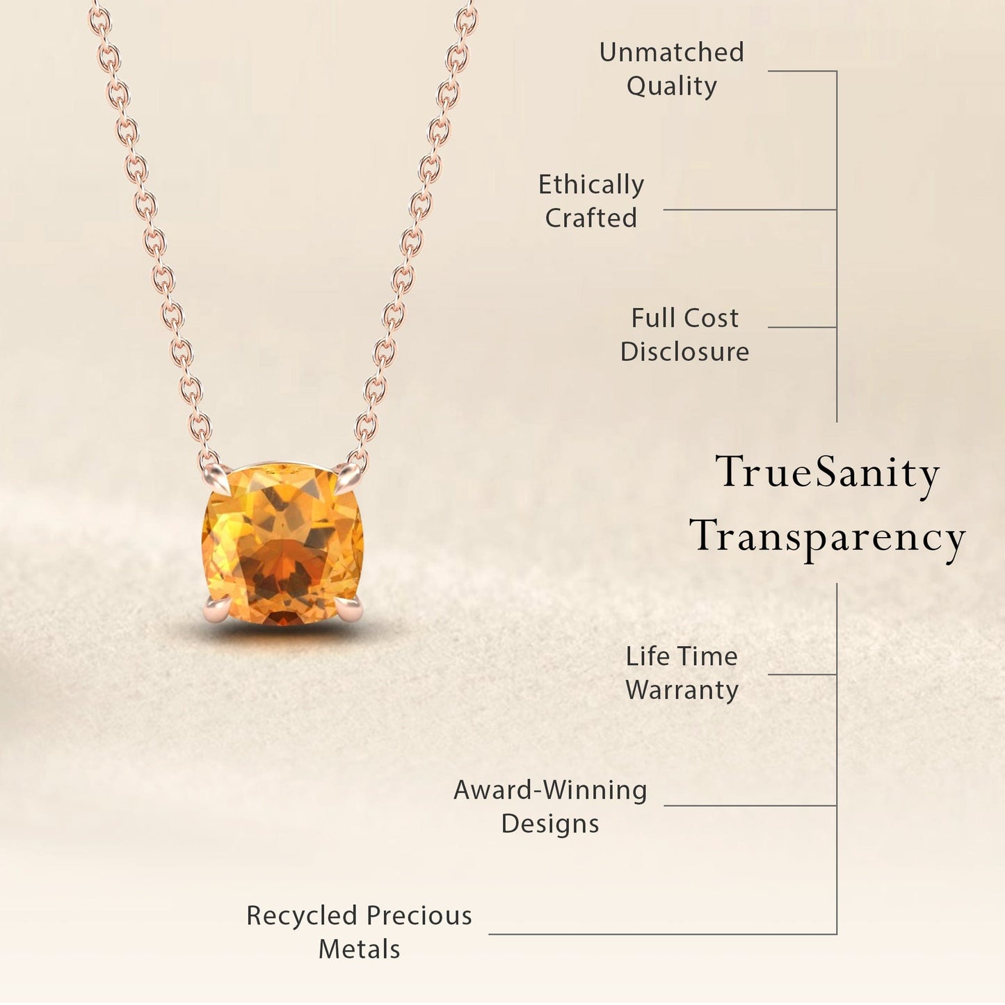 Citrine Solitaire Necklace - Breanna