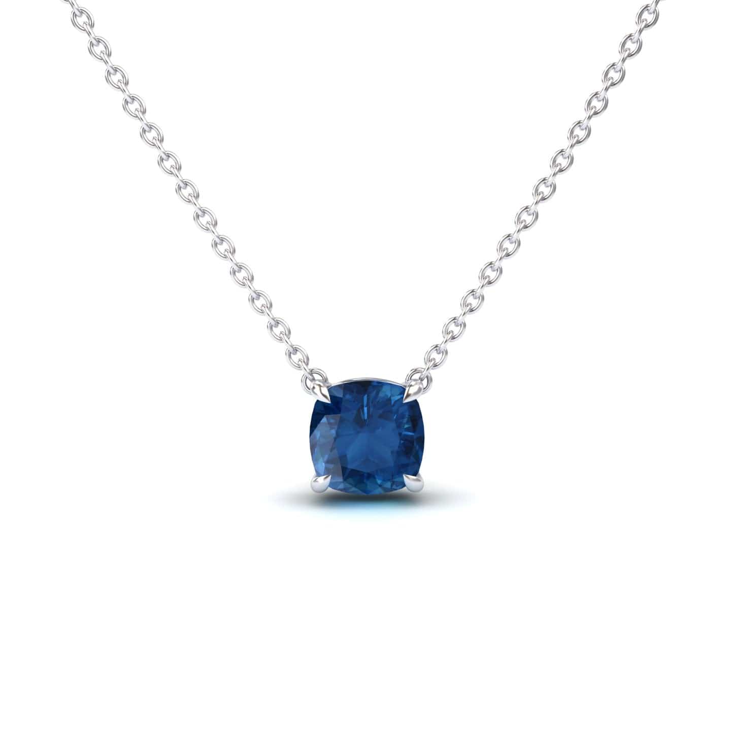 Lab Grown Blue Sapphire Solitaire Necklace - Breanna
