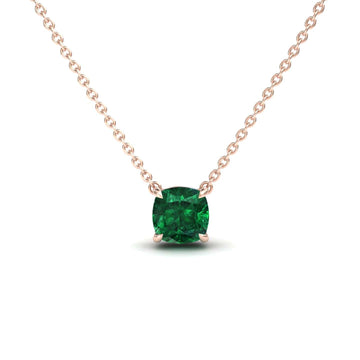 Lab Grown Emerald Solitaire Necklace - Breanna