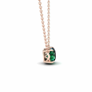 Lab Grown Emerald Solitaire Necklace - Breanna