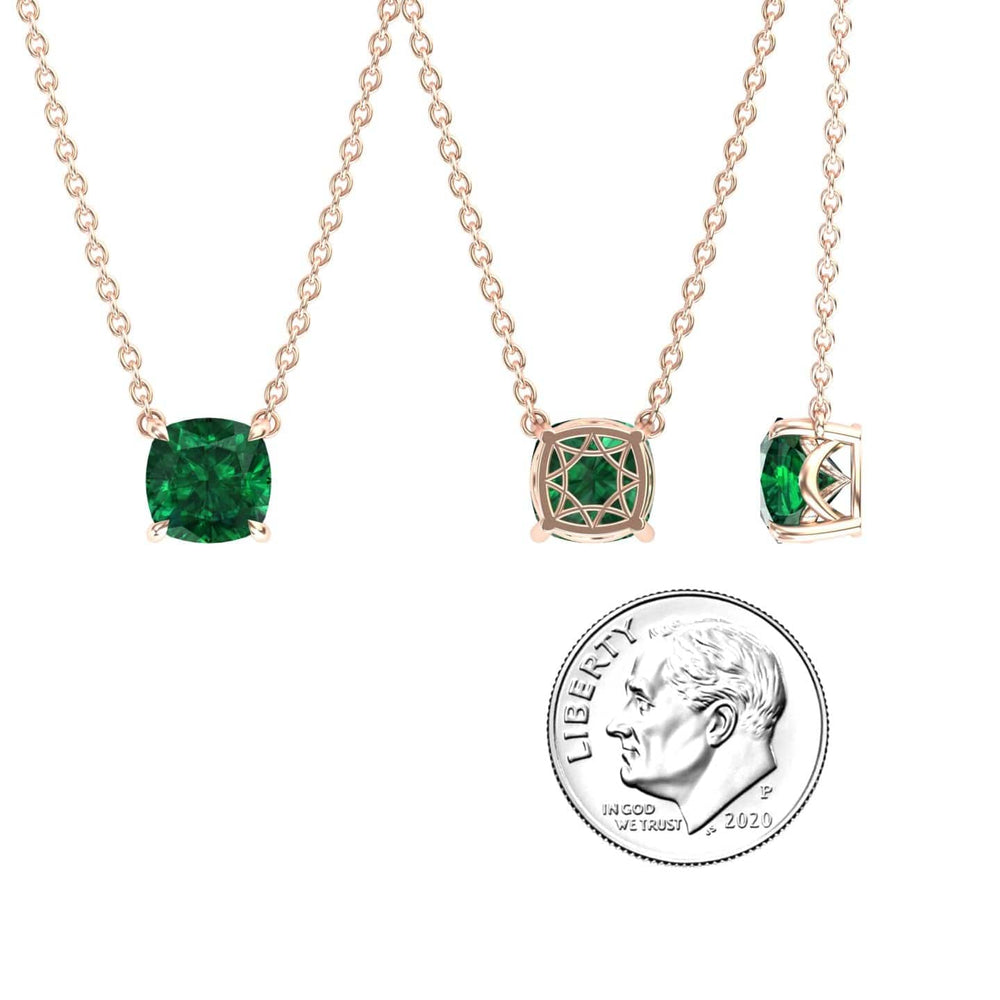 Lab Grown Emerald Solitaire Necklace - Breanna