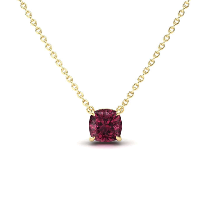 Rhodolite Garnet Solitaire Necklace - Breanna