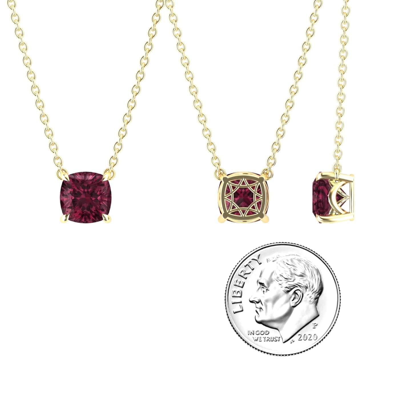Rhodolite Garnet Solitaire Necklace - Breanna