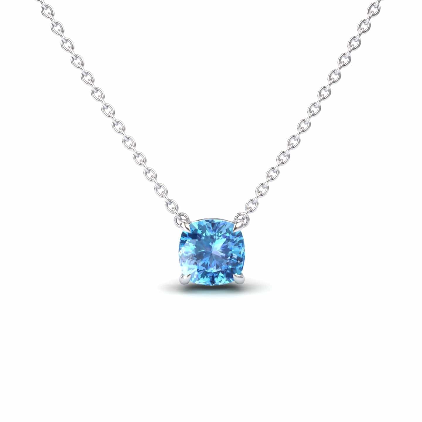 Swiss Blue Topaz Solitaire Necklace - Breanna