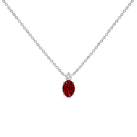 Lab Grown Ruby Diamond Oval Solitaire Necklace, 0.69 ct, 14K White Gold, front view