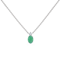 Emerald Diamond Oval Solitaire Necklace, 0.59 ct, 14K White Gold, front view