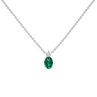 Lab Grown Emerald Diamond Oval Solitaire Necklace, 0.59 ct, 14K White Gold, front view