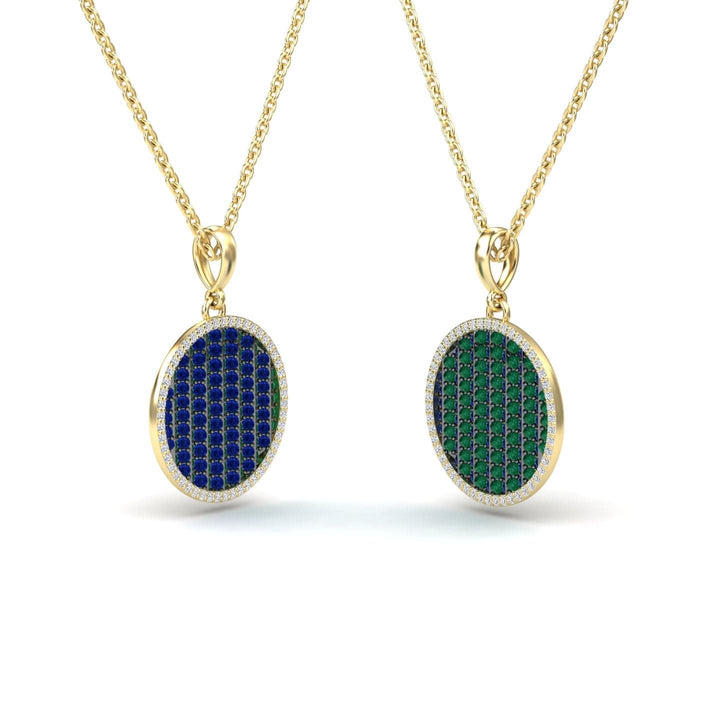 Blue Sapphire & Emerald Dual-Tone Necklace - Ciara