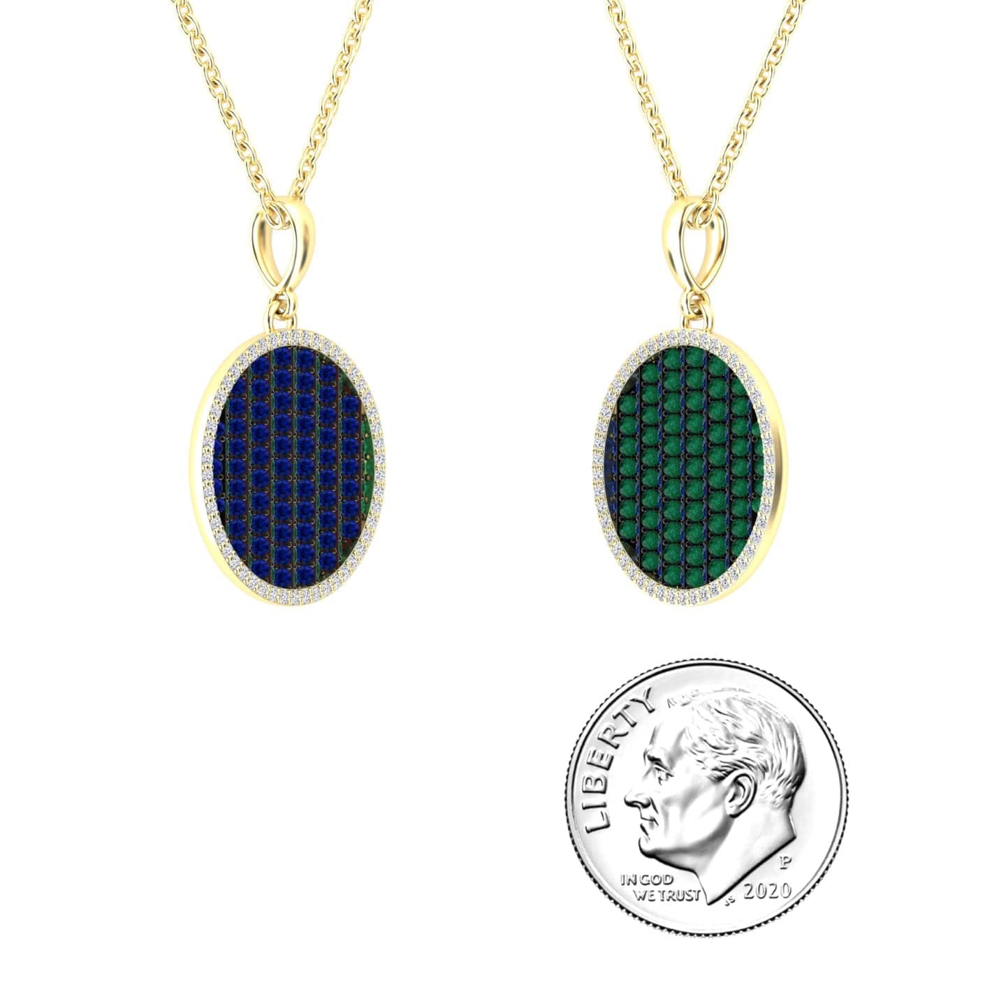 Blue Sapphire & Emerald Dual-Tone Necklace - Ciara