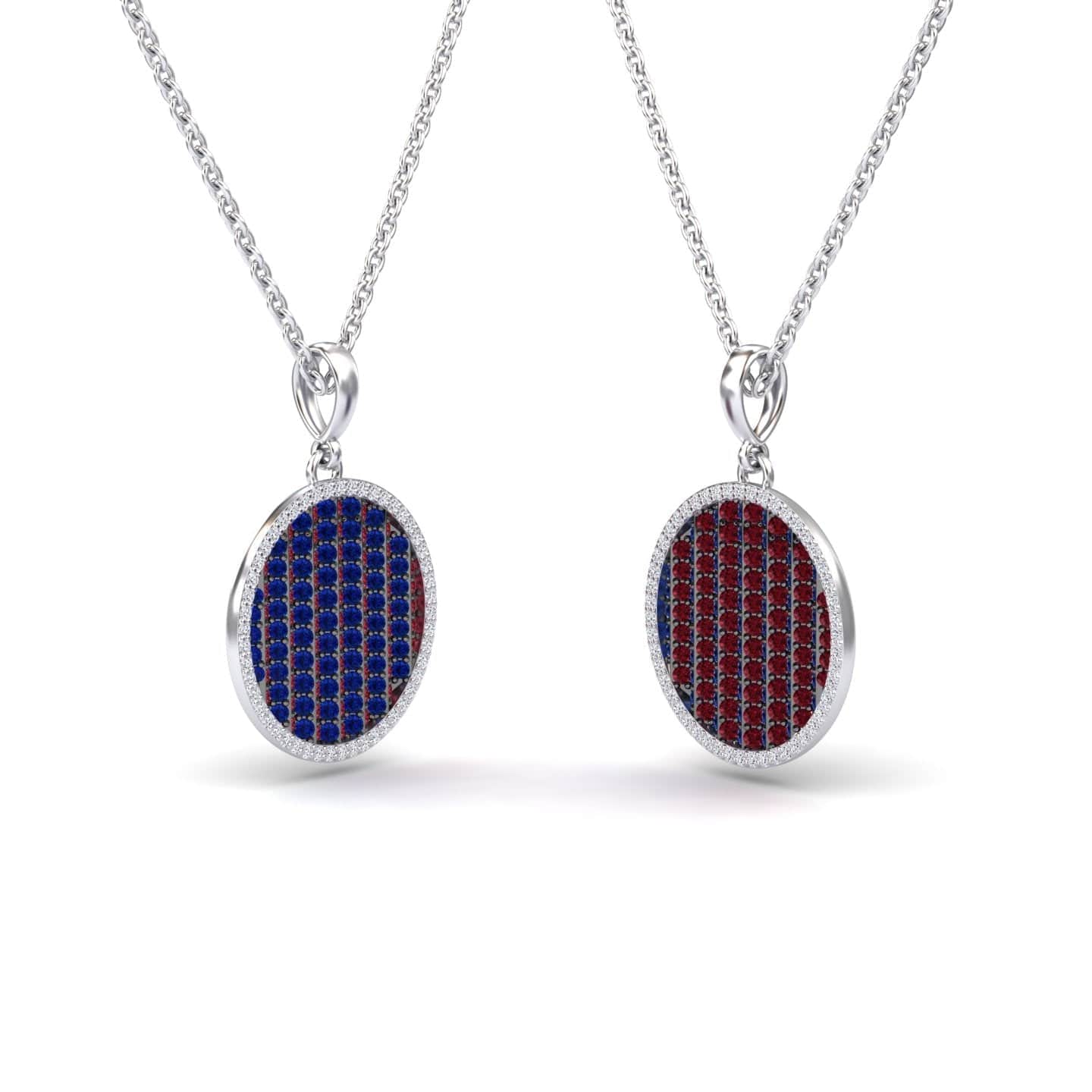 Blue Sapphire & Ruby Dual-Tone Necklace - Ciara