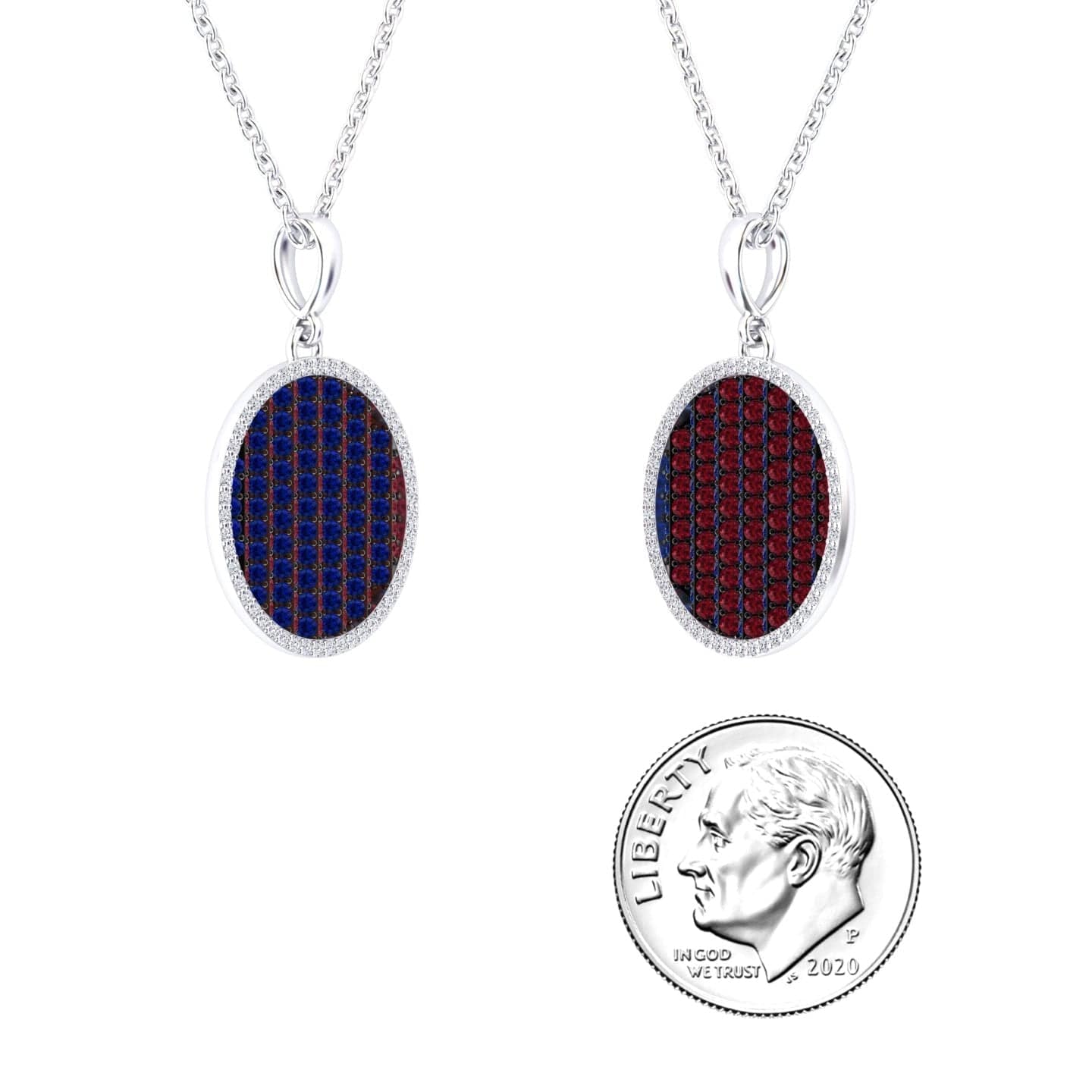 Blue Sapphire & Ruby Dual-Tone Necklace - Ciara