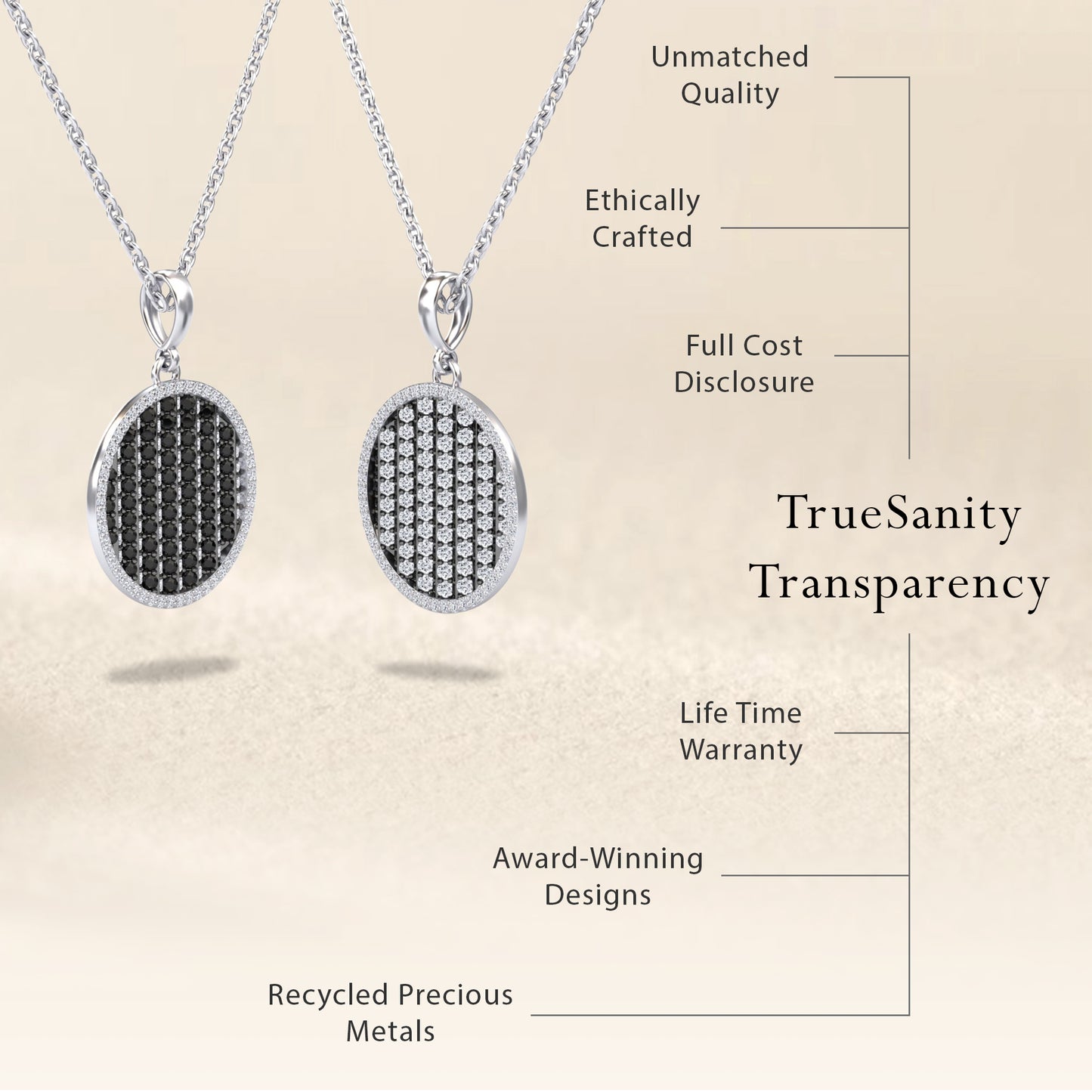 Black & White Diamond Dual-Tone Necklace - Ciara