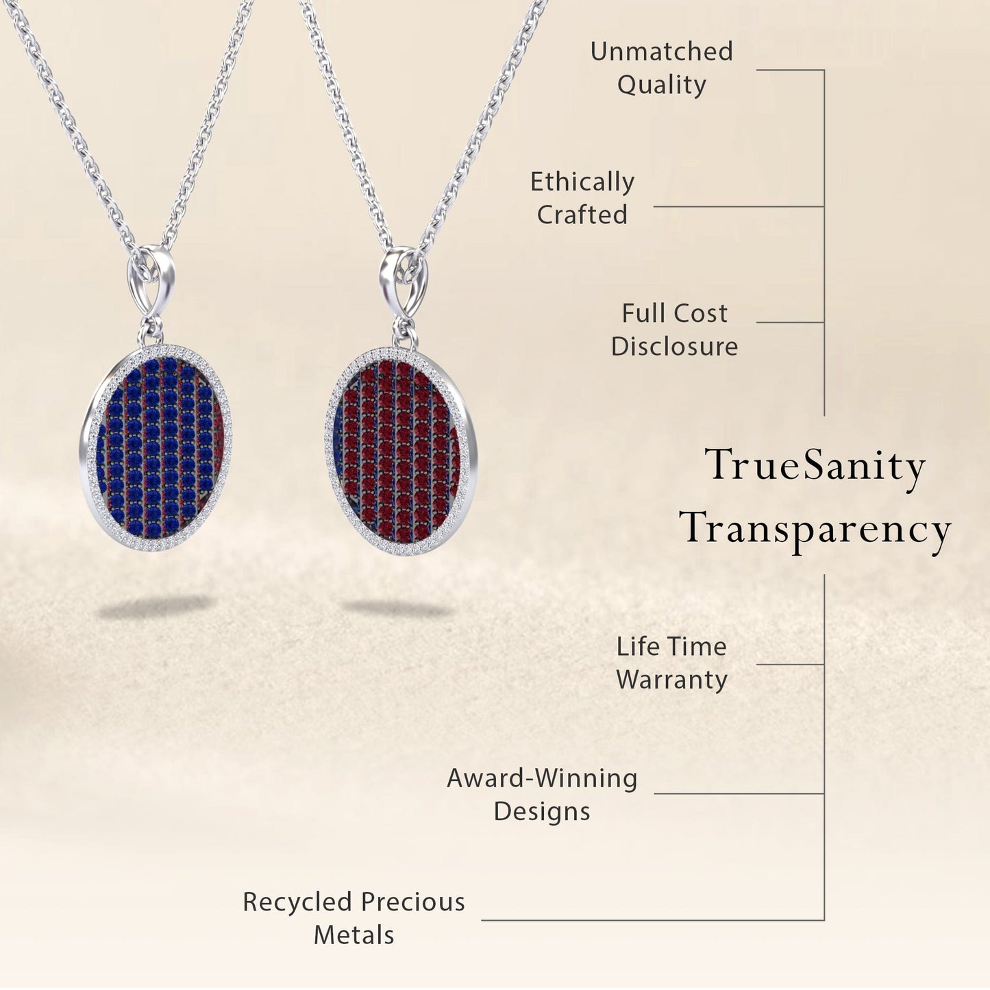Blue Sapphire & Ruby Dual-Tone Necklace - Ciara