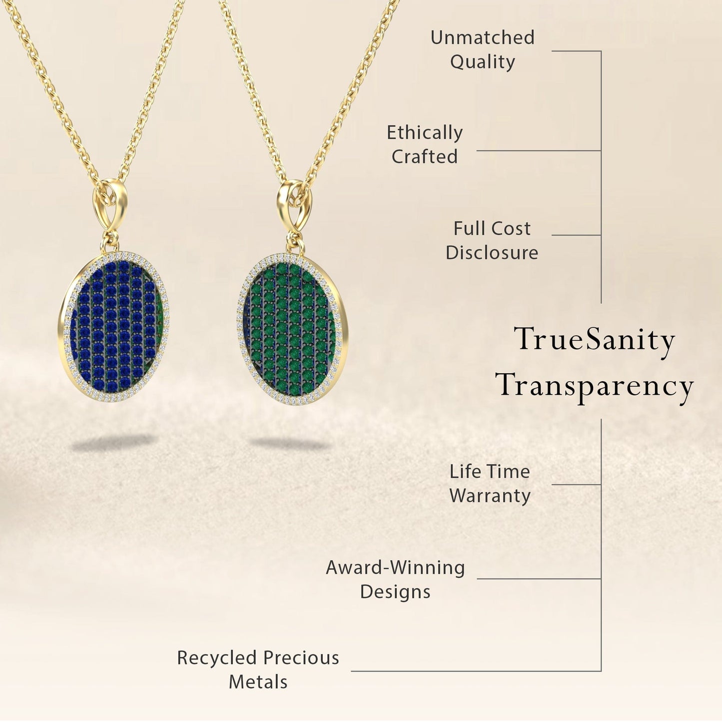 Blue Sapphire & Emerald Dual-Tone Necklace - Ciara