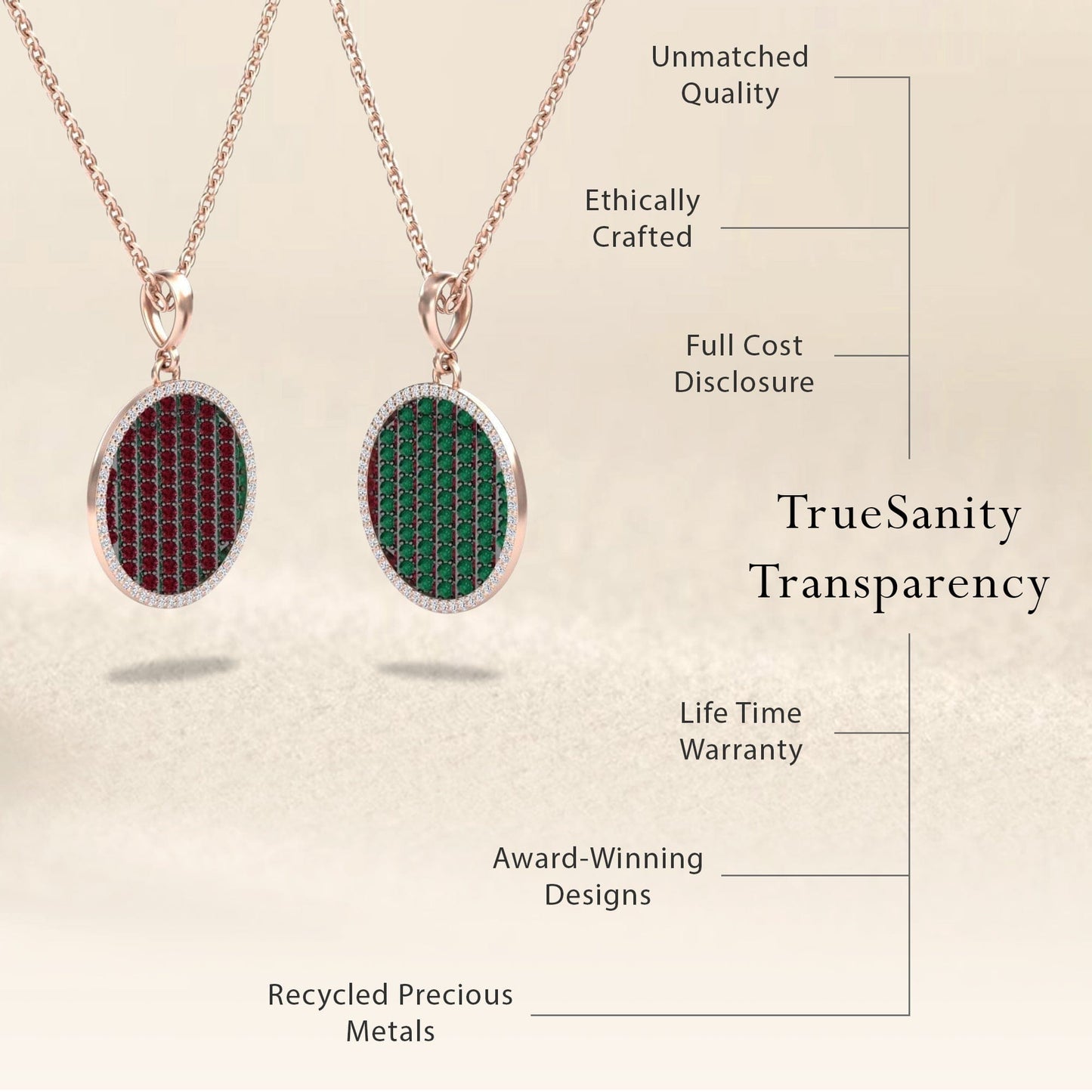 Ruby & Emerald Dual-Tone Necklace - Ciara