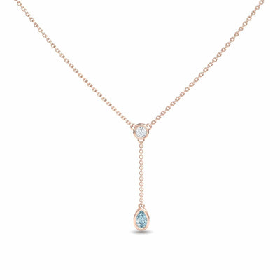 Aquamarine & Diamond Elegant Drop Necklace