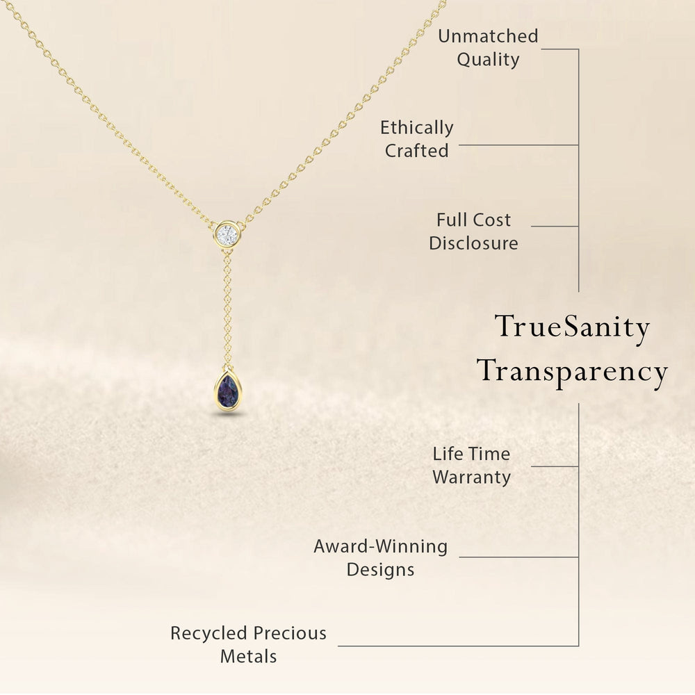 Pear lab-grown alexandrite and diamond elegant drop necklace, view 7