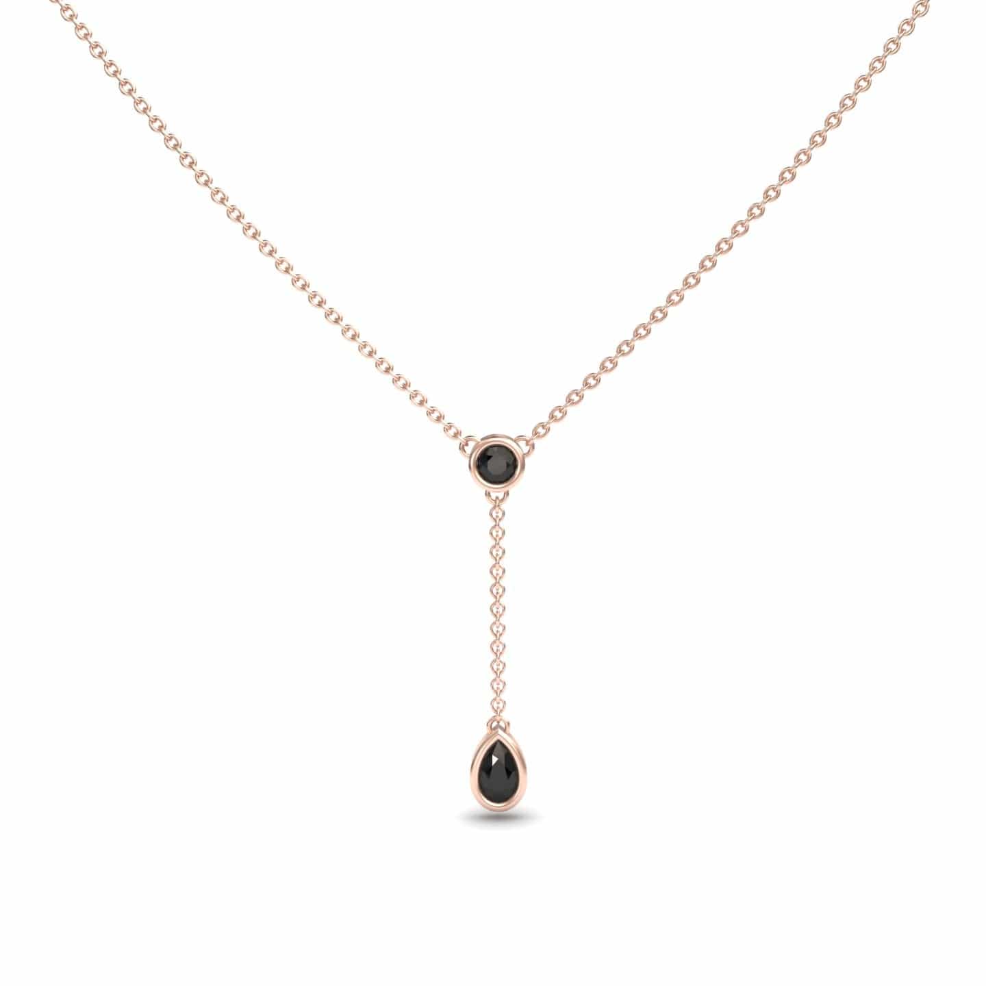 Black Diamond Elegant Drop Necklace - Daniela