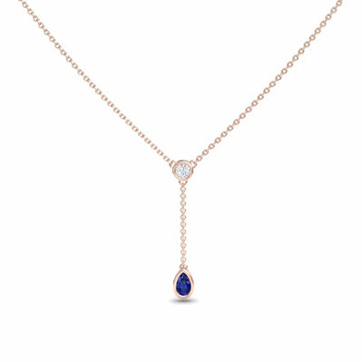 Blue Sapphire & Diamond Elegant Drop Necklace