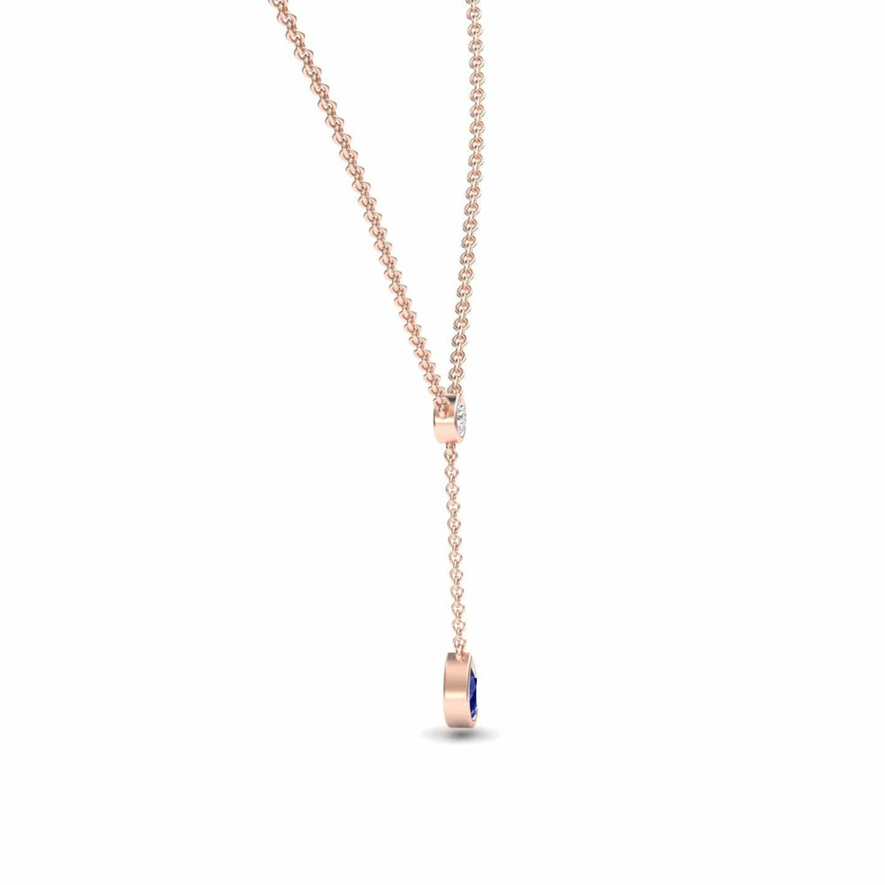 Blue Sapphire & Diamond Elegant Drop Necklace - Daniela