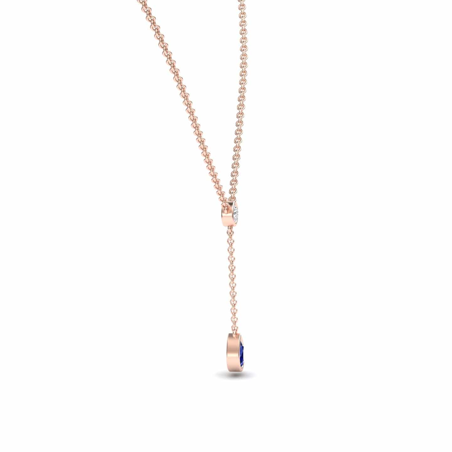 Blue Sapphire & Diamond Elegant Drop Necklace - Daniela