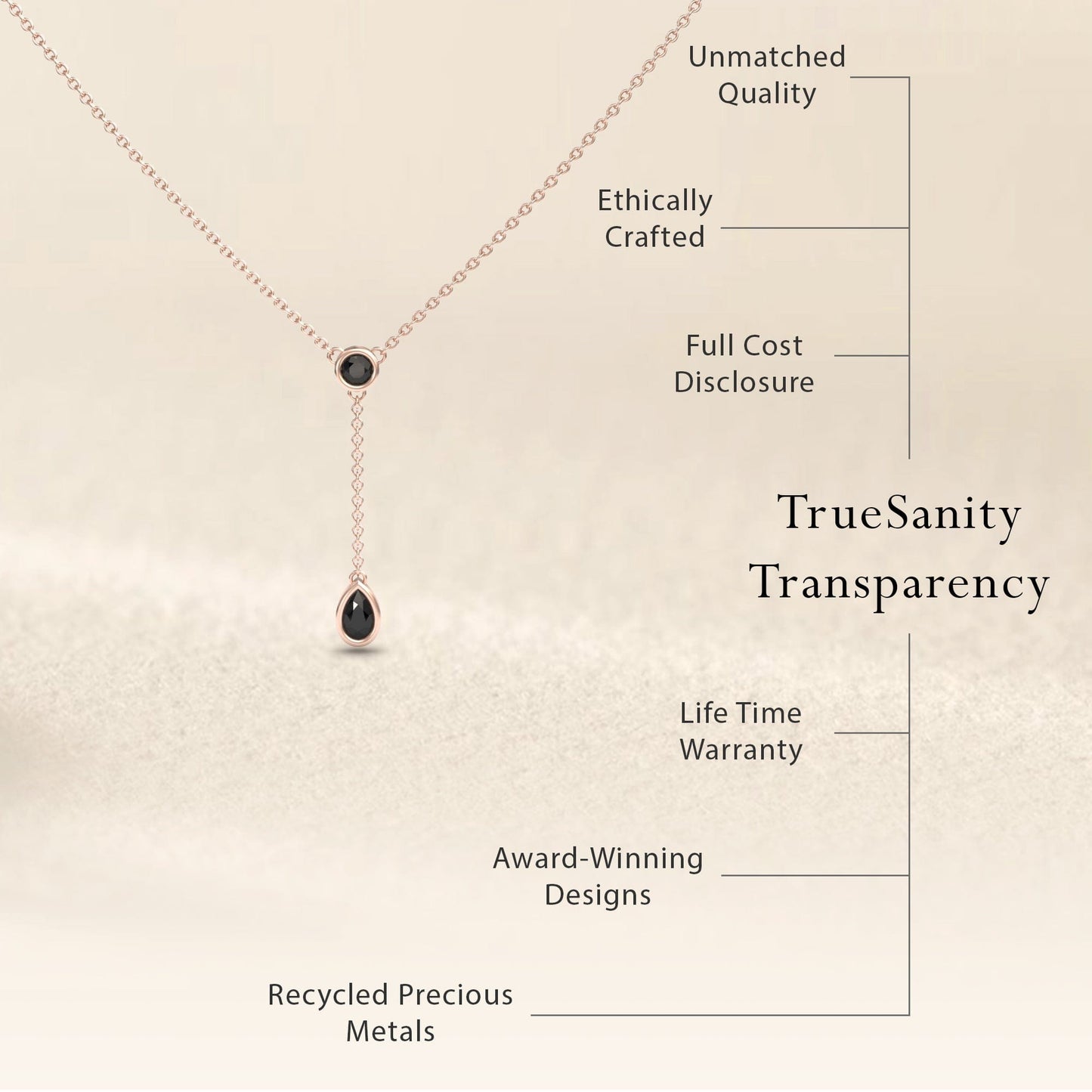 Black Diamond Elegant Drop Necklace - Daniela