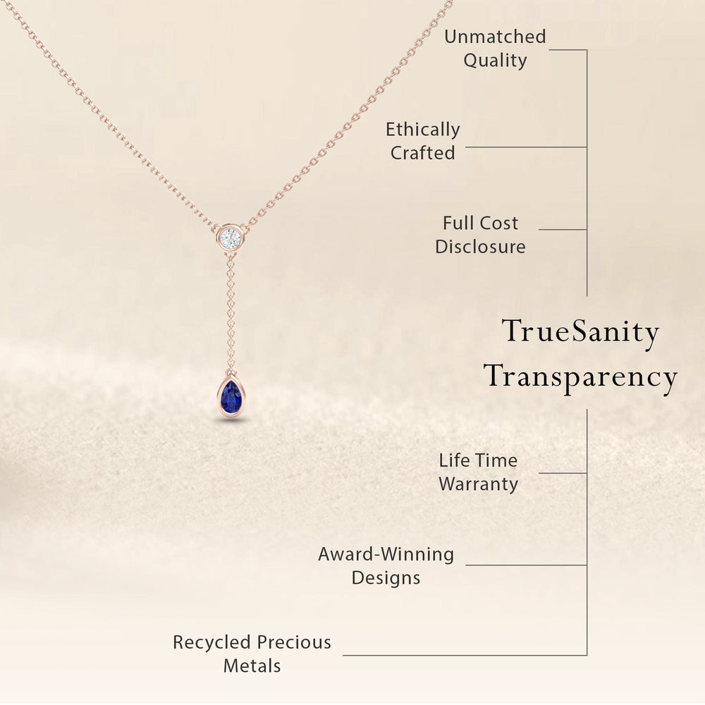 Blue Sapphire & Diamond Elegant Drop Necklace - Daniela