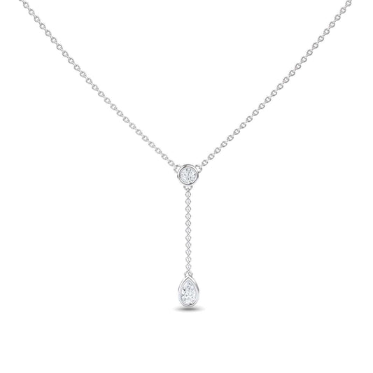 White Diamond Elegant Drop Necklace - Daniela